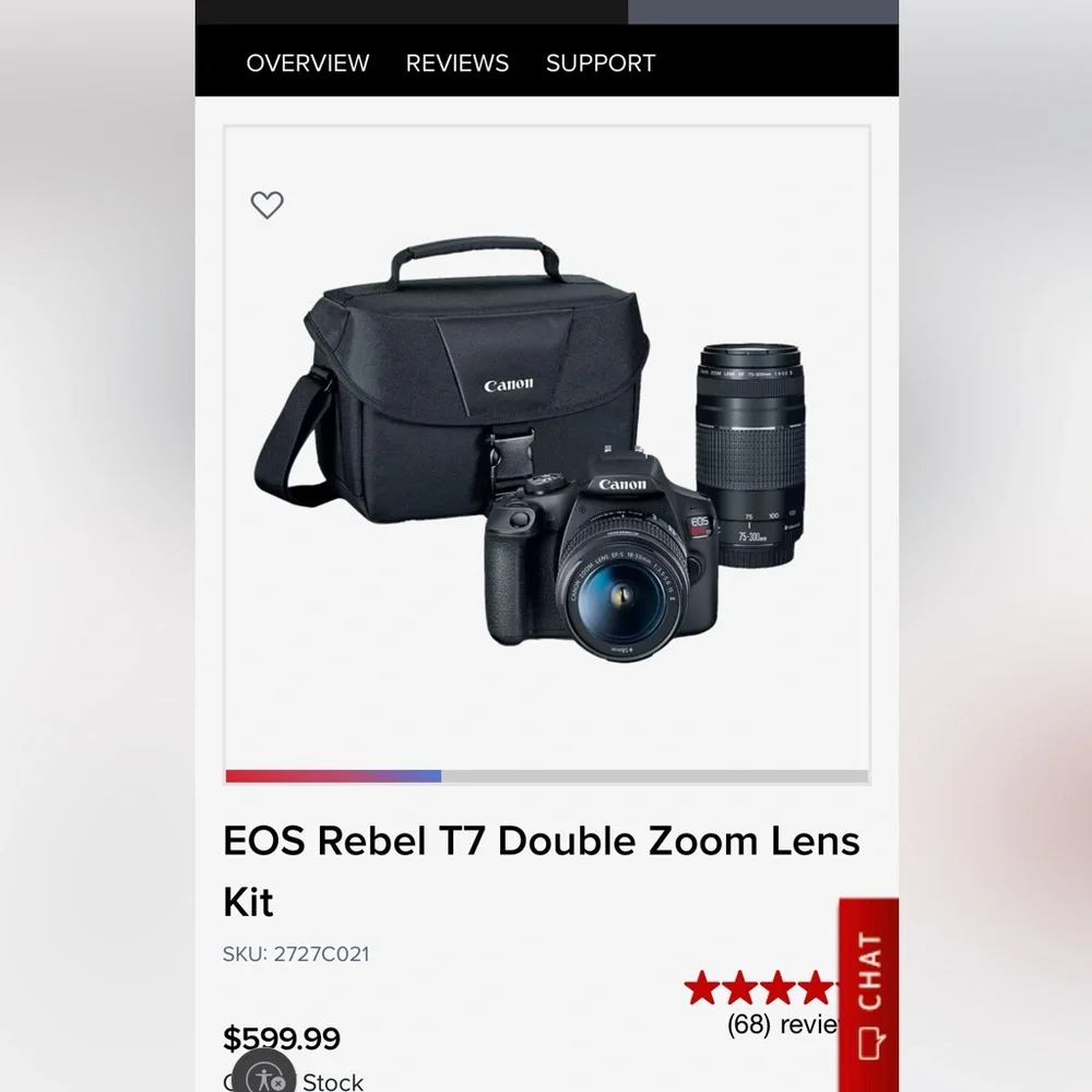 Canon EOS rebel T7 digital SLR camera Premium Kit